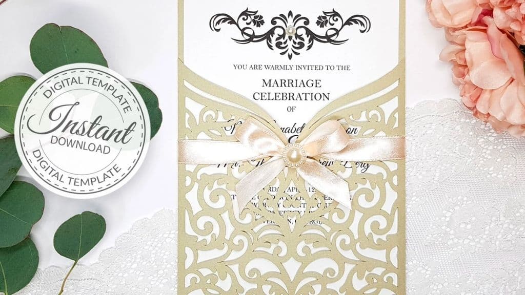 Laser Cut Invitation Template with Bow