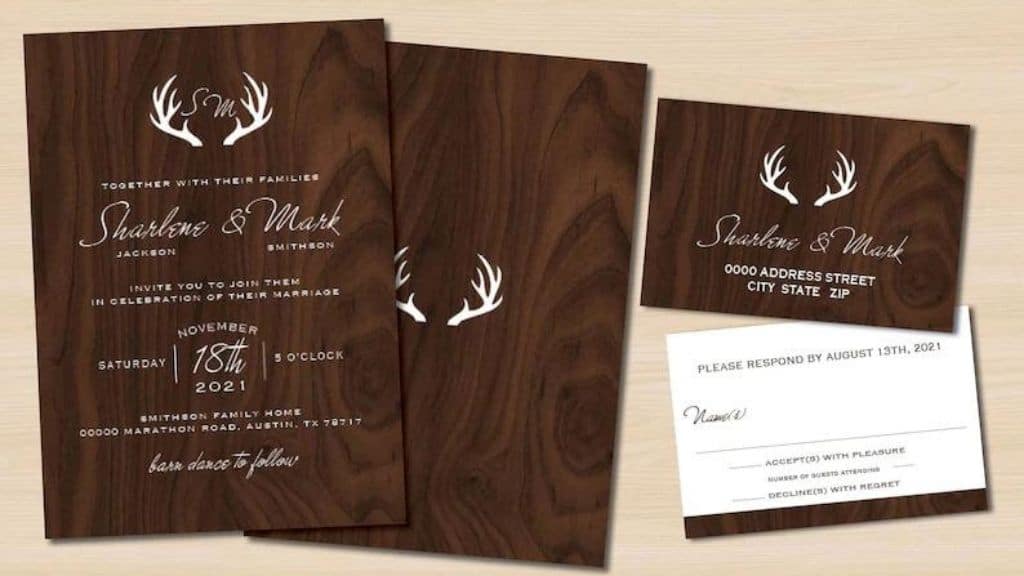 Deer Antler Wedding Invitation Set