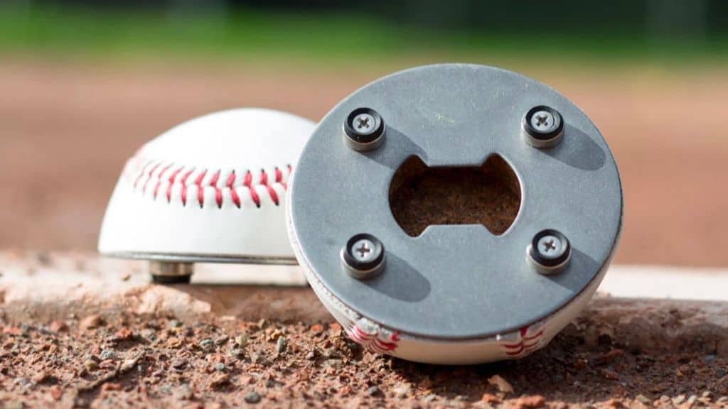 Personalized Leather Baseball Bottle Opener
