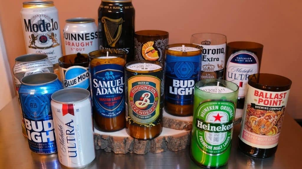 Organic Soy Beer Bottle and Can Candles