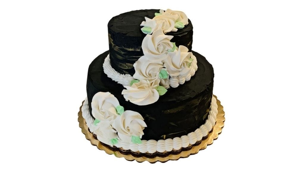 Black & Gold Two Tier Wedding Fake Cake