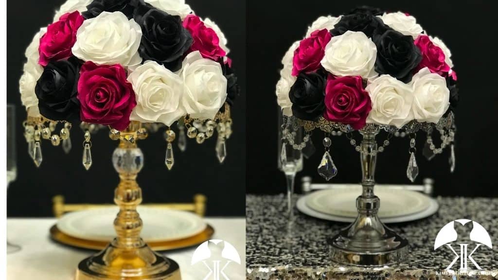 BLACK WHITE & FUCHSIA Long-Lasting Rose Arrangement