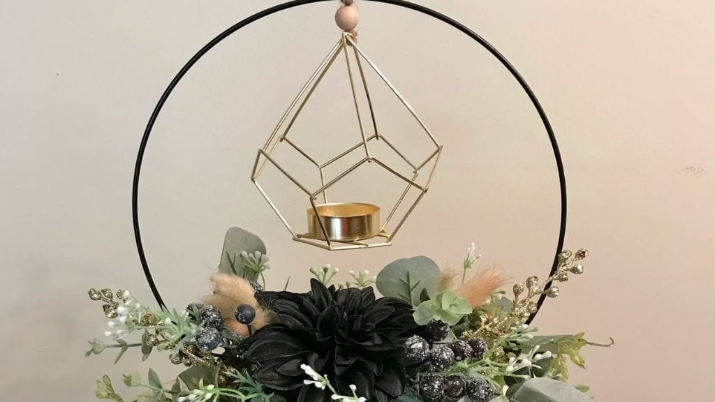 Black and Gold Geometric Candle Hoop