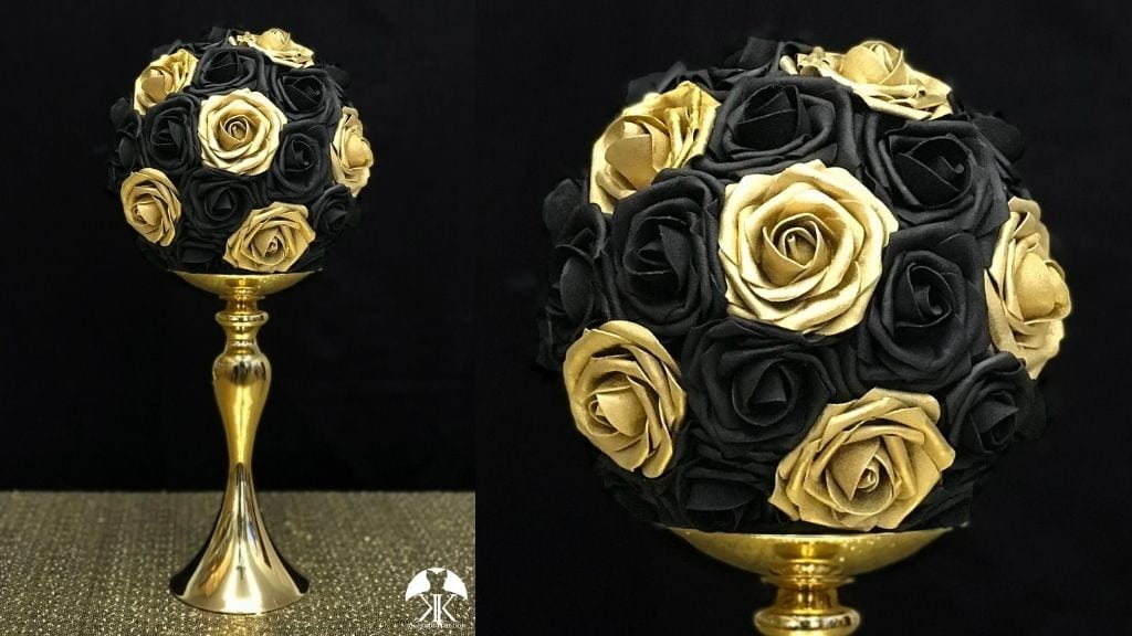 Gold and Black Decorative Flower Ball