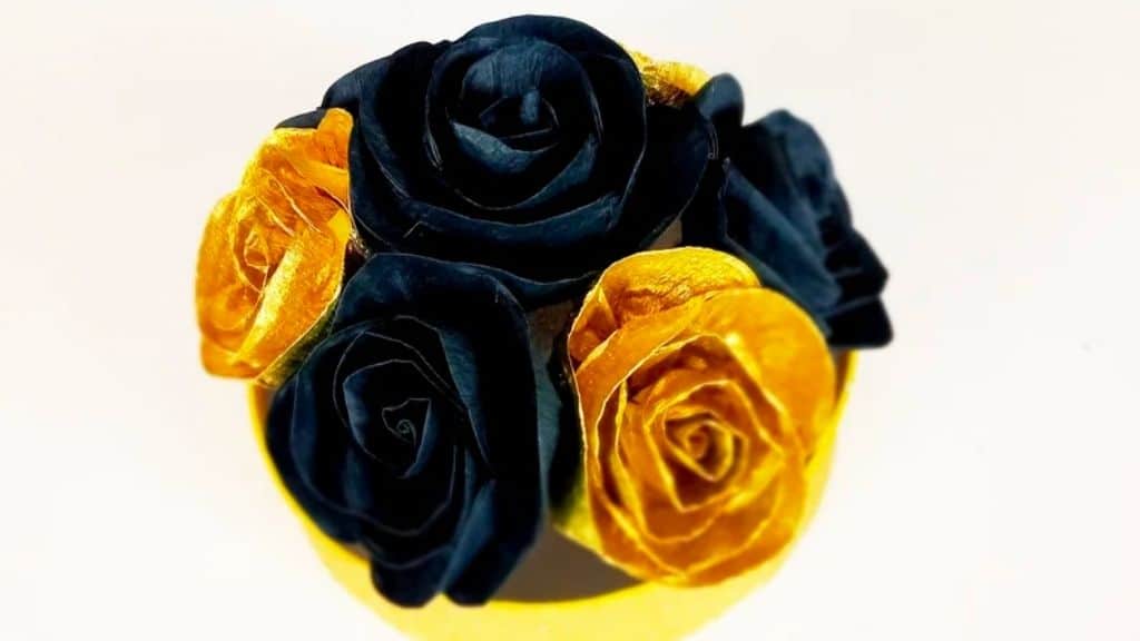 Black and Gold Paper Flower Centerpieces
