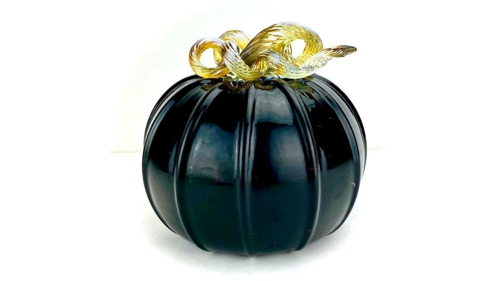 Handblown Gold Metallic Black Pumpkin