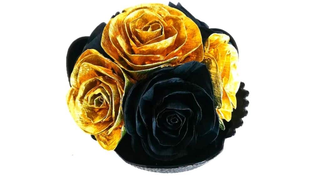 Black Gold Paper Flower Centerpieces