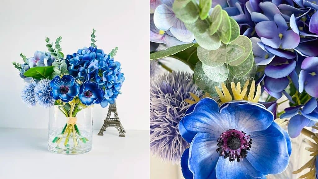 Blue French Country Faux Floral Bouquet