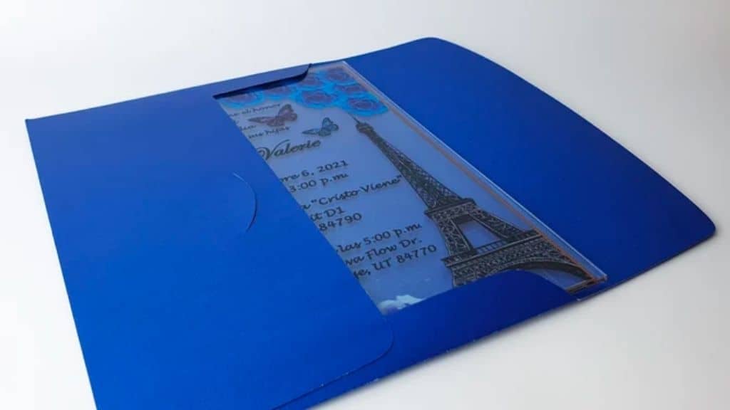 Blue and White Acrylic Glass Wedding Invitation