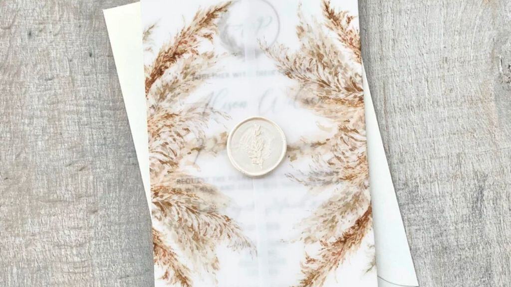 Boho Pampas Grass Vellum Wedding Invitation