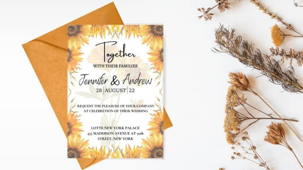 Gatefold Sunflower Wedding Invitation
