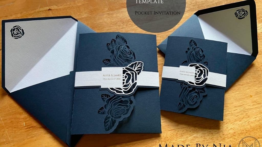 SVG Rose Wedding Invitation Pocketfold