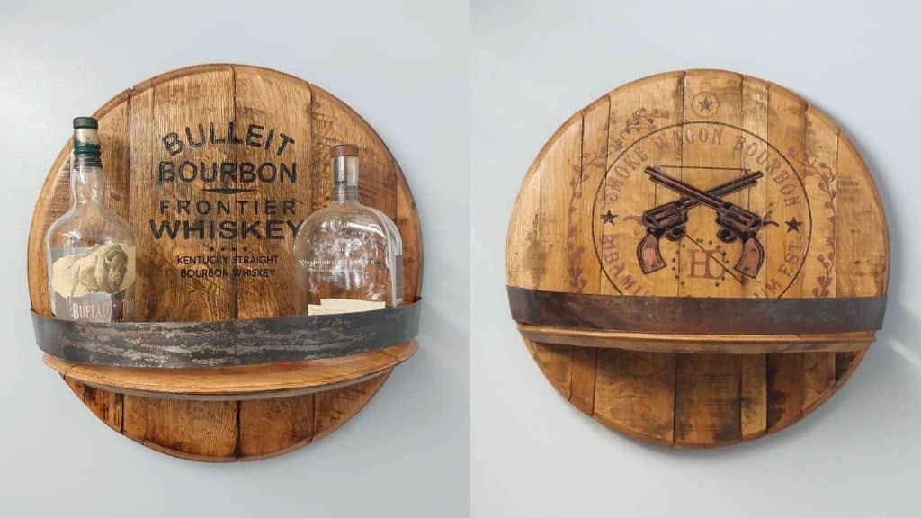 Bourbon Barrel Shelf with Engraved Logo