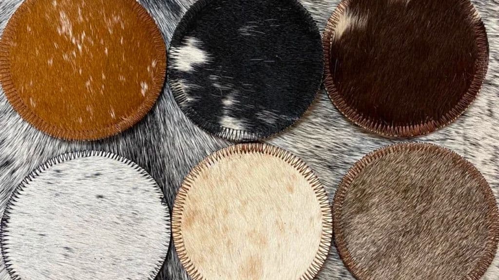 Brazilian Cowhide Leather Coasters, 5-Inch