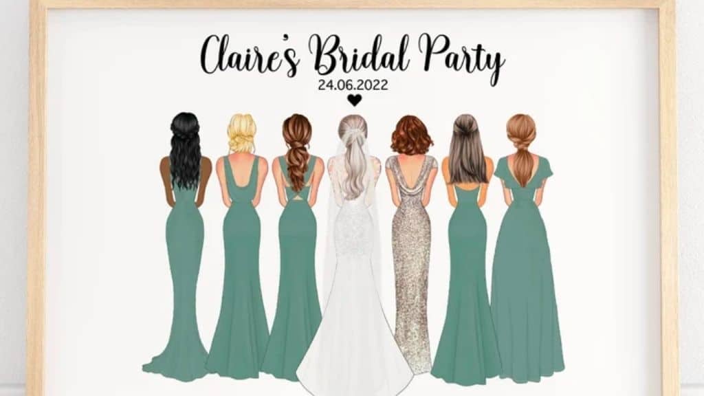 Personalised Bridesmaids Wedding Print