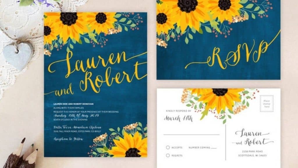 Rustic Sunflower Wedding Invitation Set