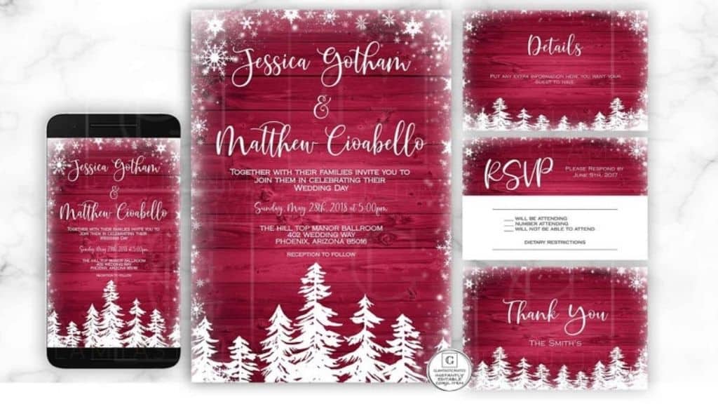 Red Snowflake Holiday Invitation