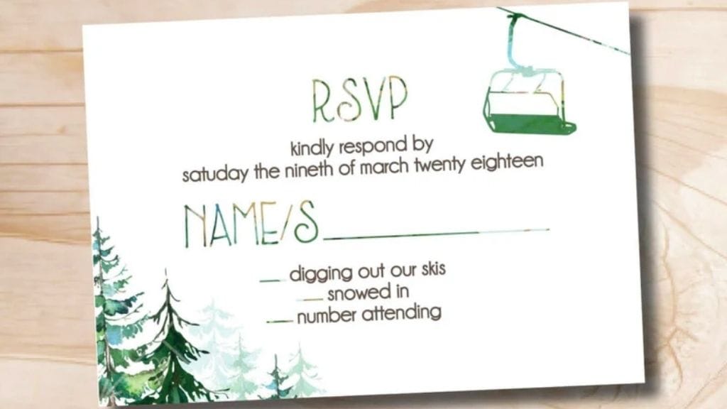 Cheerful Chairlift Rustic Wedding Invitation