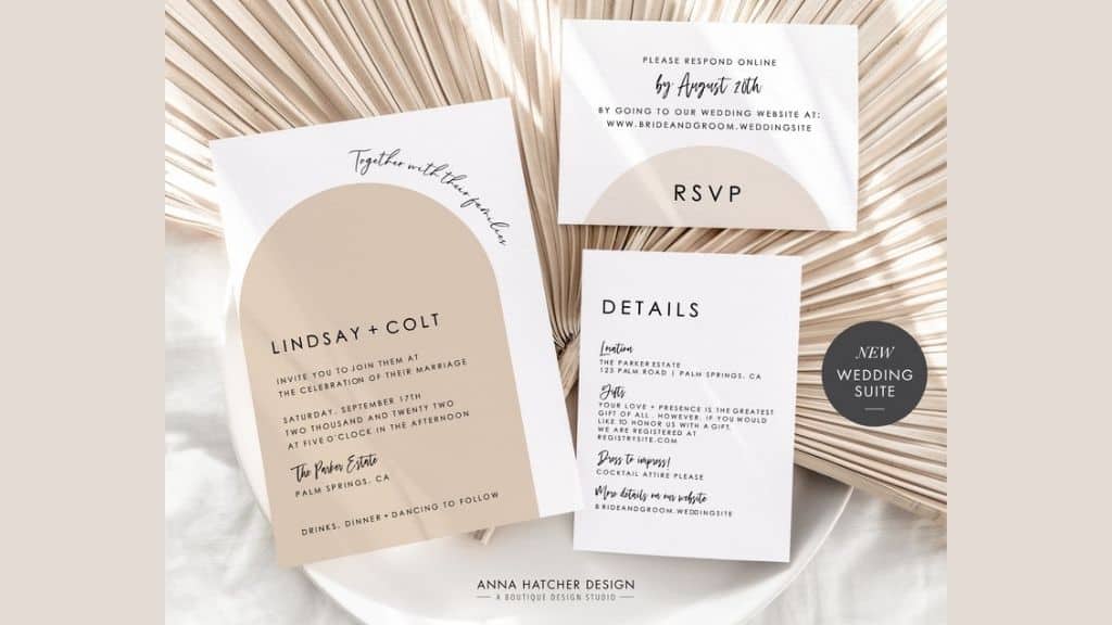 Clean Neutral Arched Wedding Invitation