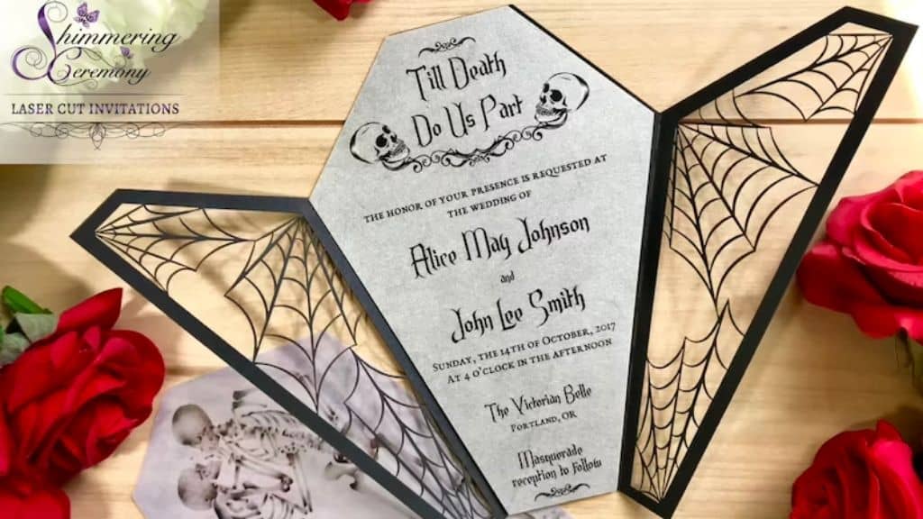 Coffin Gatefold Laser Cut Wedding Invitation