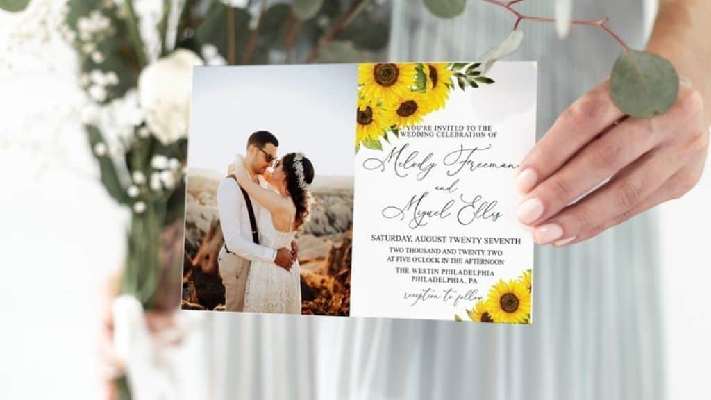 Sunflower Photo Wedding Invitation