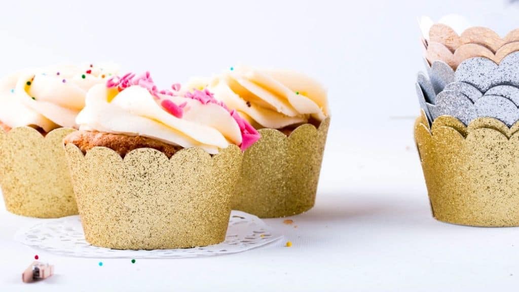 Silver and Gold Cupcake Wrappers