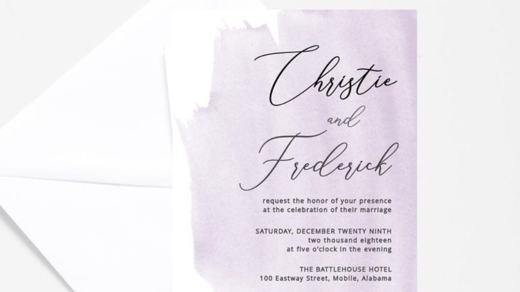 Lavender Watercolor Wedding Invitation Template
