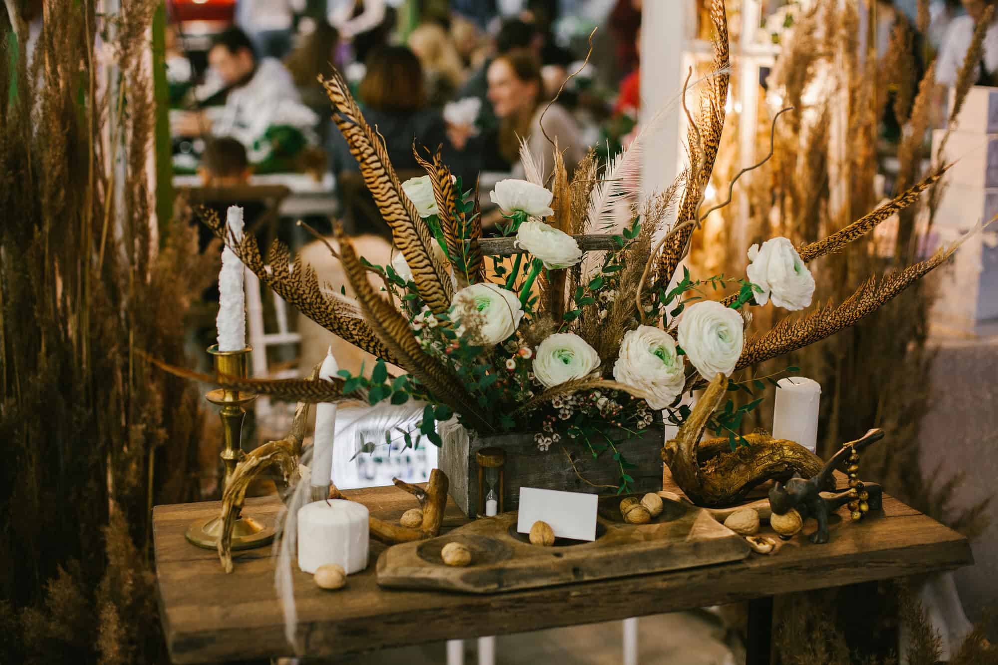 feather wedding centerpieces
