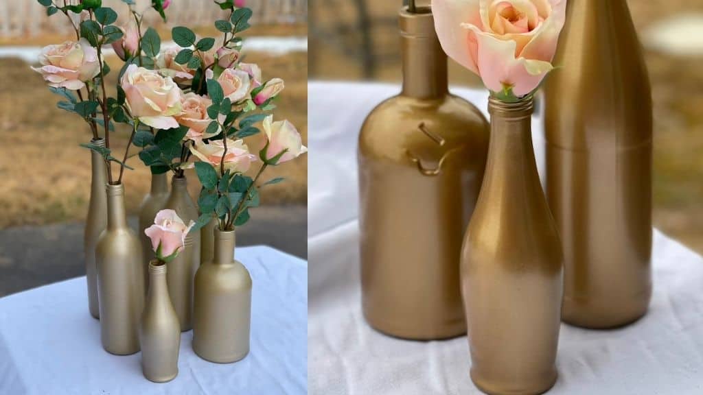Gloss Painted Assorted Wine Bottle Centerpiece