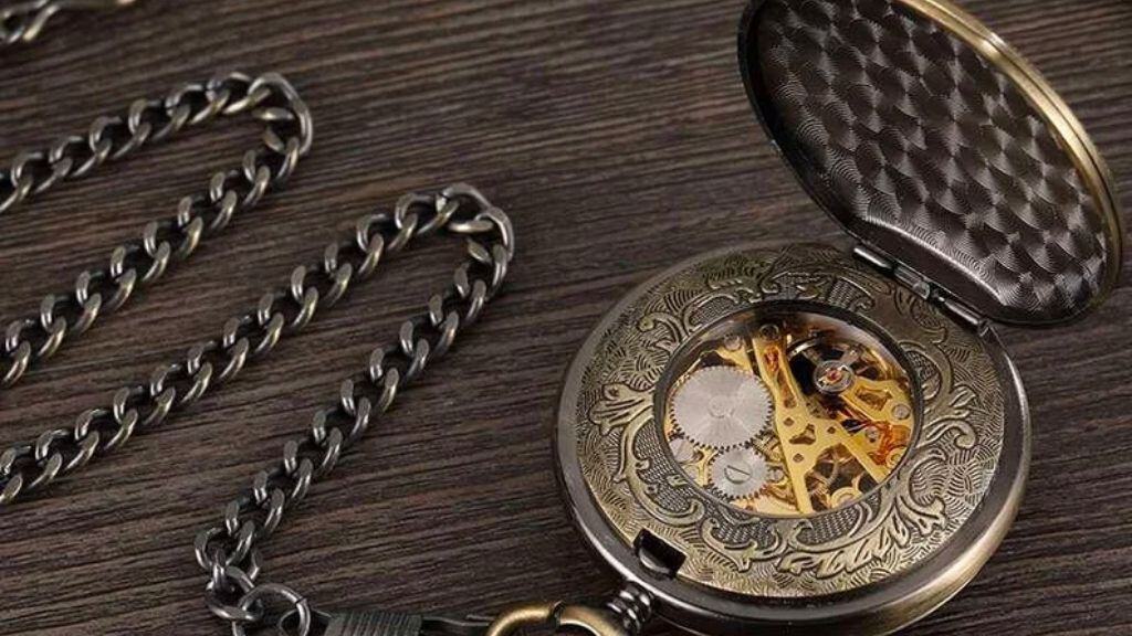 Double Half Hunter Stainless Steel Pocket Watch