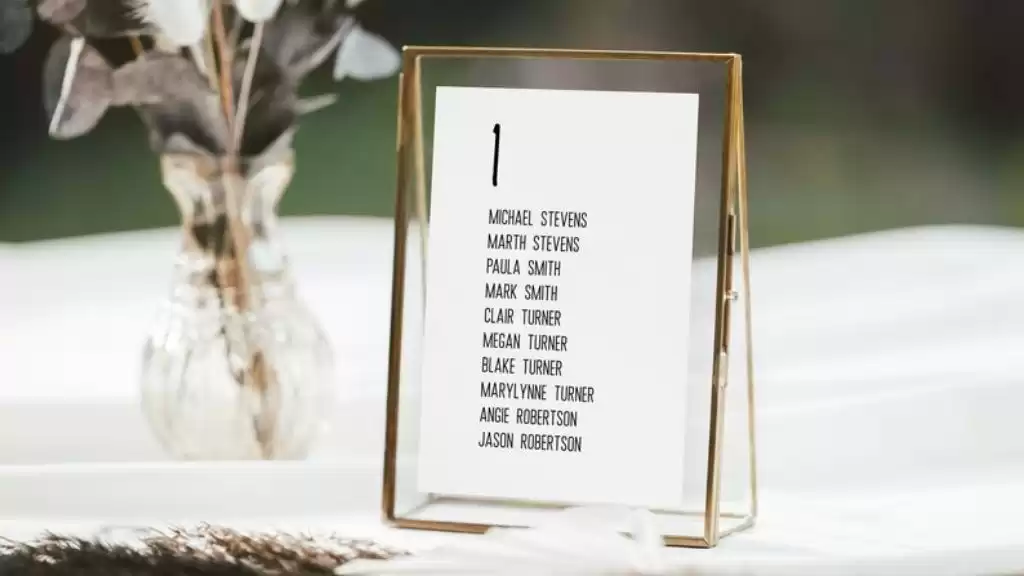 Simplistic Wedding Seating Table Card