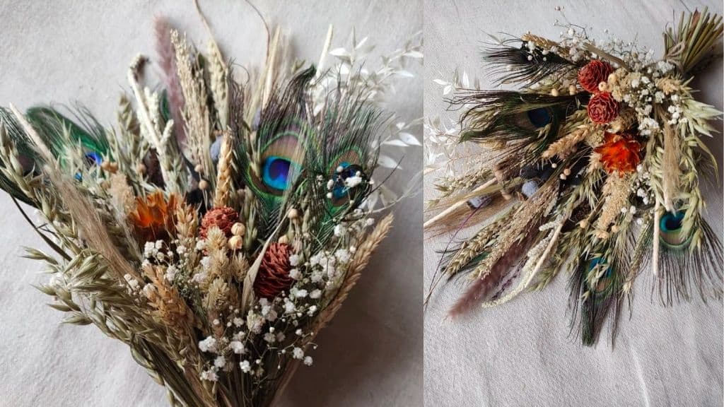 Autumn Colored Dried Flower Bouquet