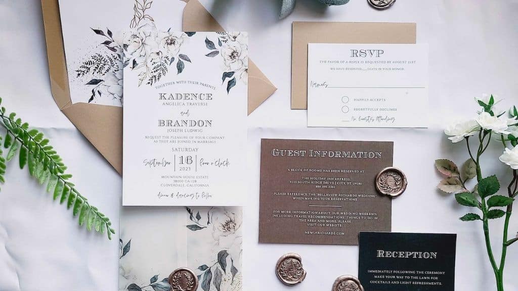 Earth Tone Vellum Wedding Invitation Suite