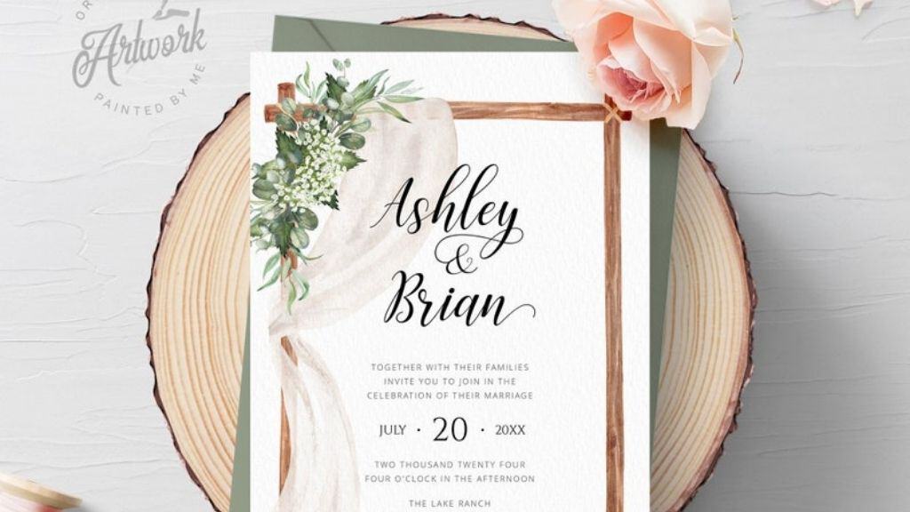 Rustic Arch Greenery Wedding Invitation