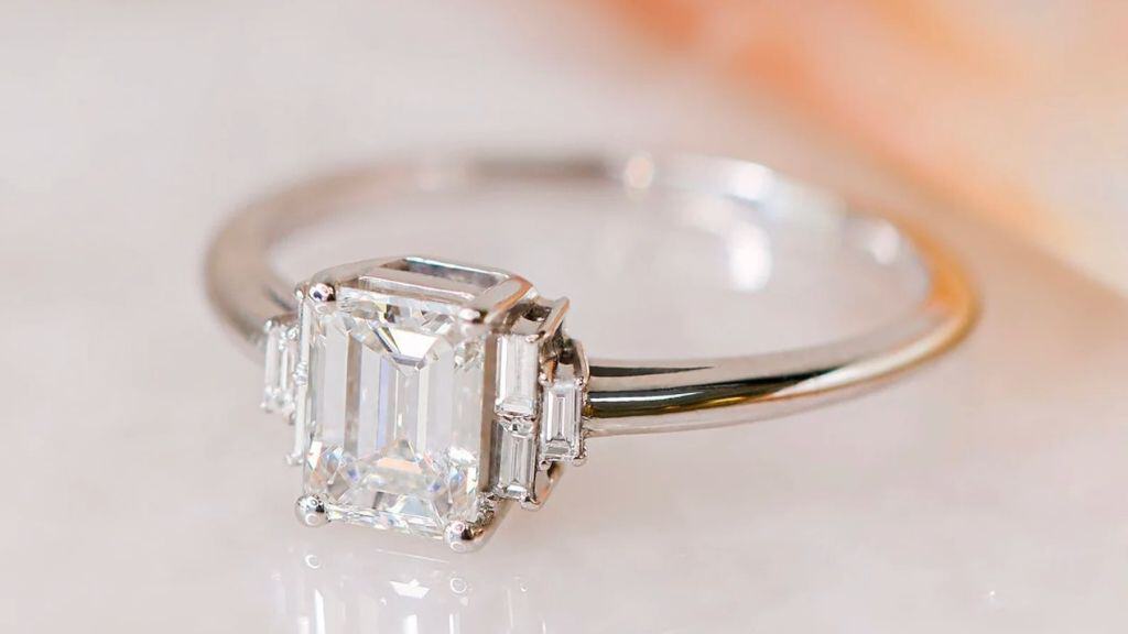1.04 Carat Emerald Cut Diamond Ring in 14K White Gold