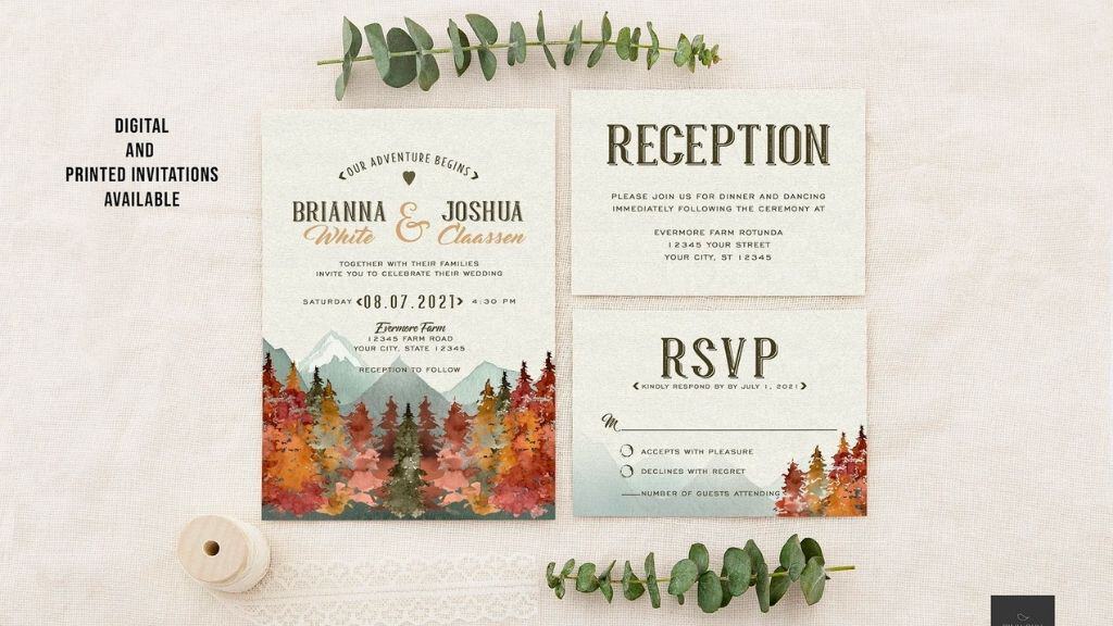 Mountains Fall Wedding Invitation
