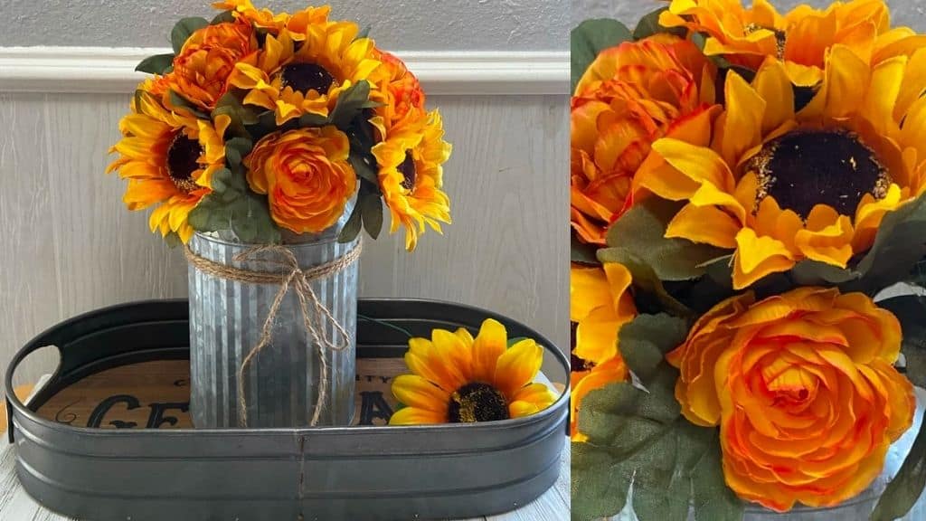 Faux Sunflower Rustic Floral Arrangement