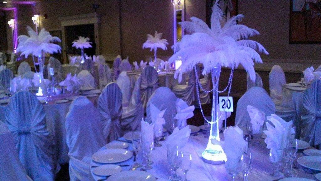 Acrylic Vase with Ostrich Feather Centerpiece