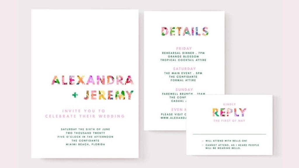 INSTANT Invitation Suite Floral Font - 3 Pieces