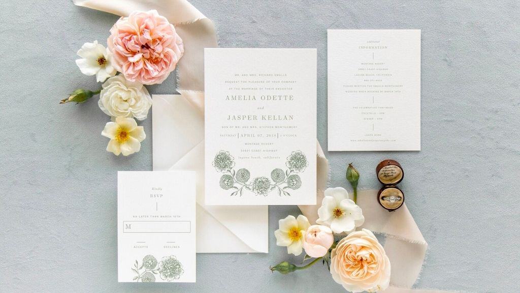 Traditional Floral Wedding Invitation Suite