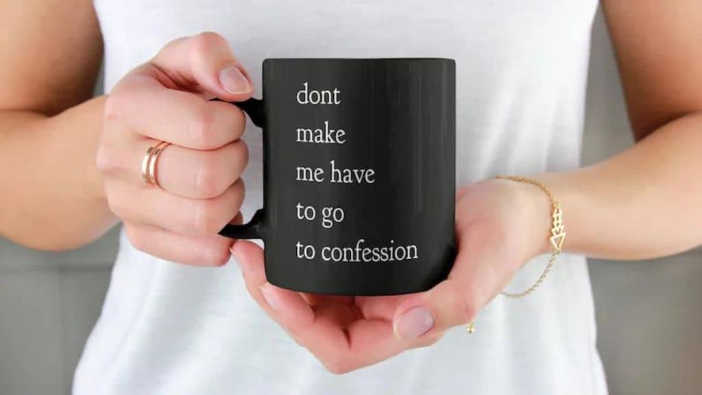 Funny Catholic Black Coffee Mug