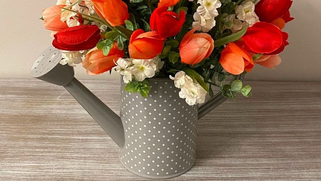 Spring Floral Arrangement in Metal Vase