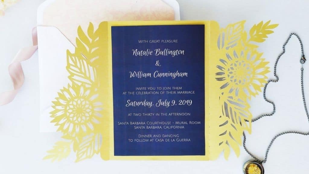Gate Fold Sunflower Wedding Invitation Card
