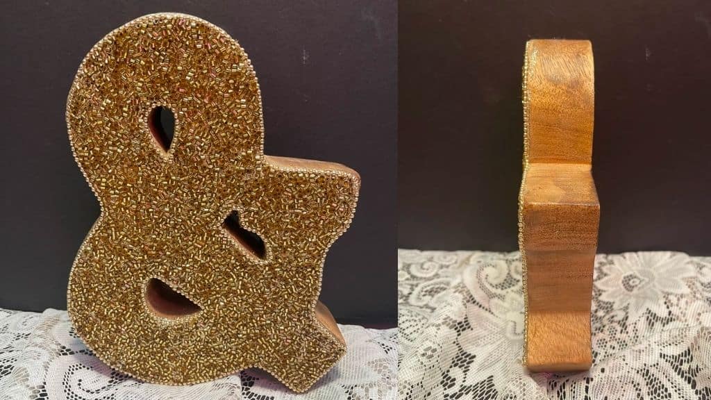 Gold Bling Wood Ampersand Centerpiece