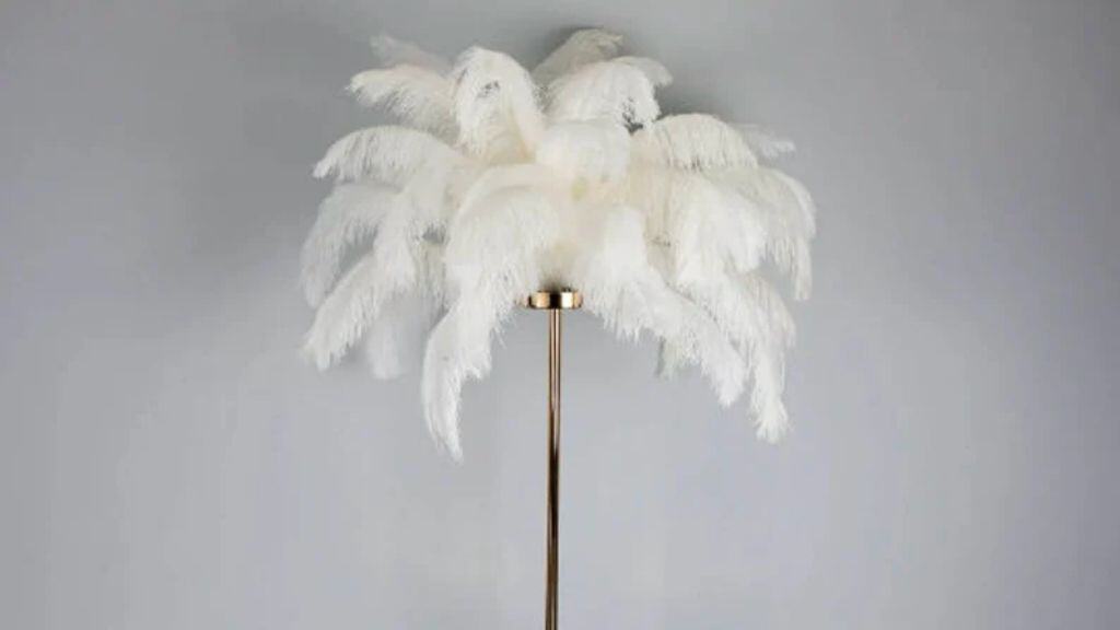 Gold Crystal Stand with Ostrich Feathers