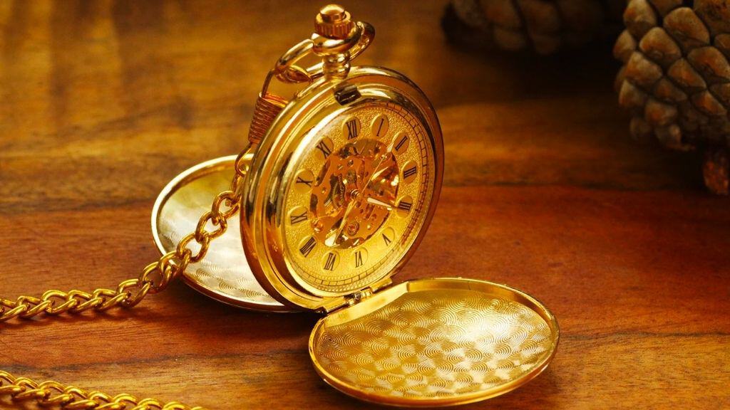 Engraved Gold Mechanical Pocket Watch