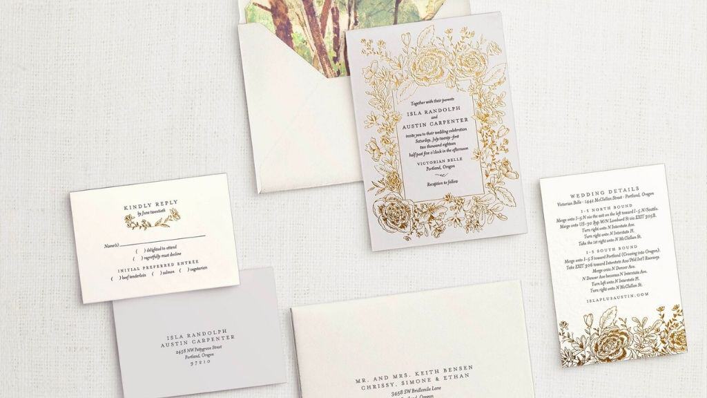 Vintage Gold Foil Wedding Invitation Suite