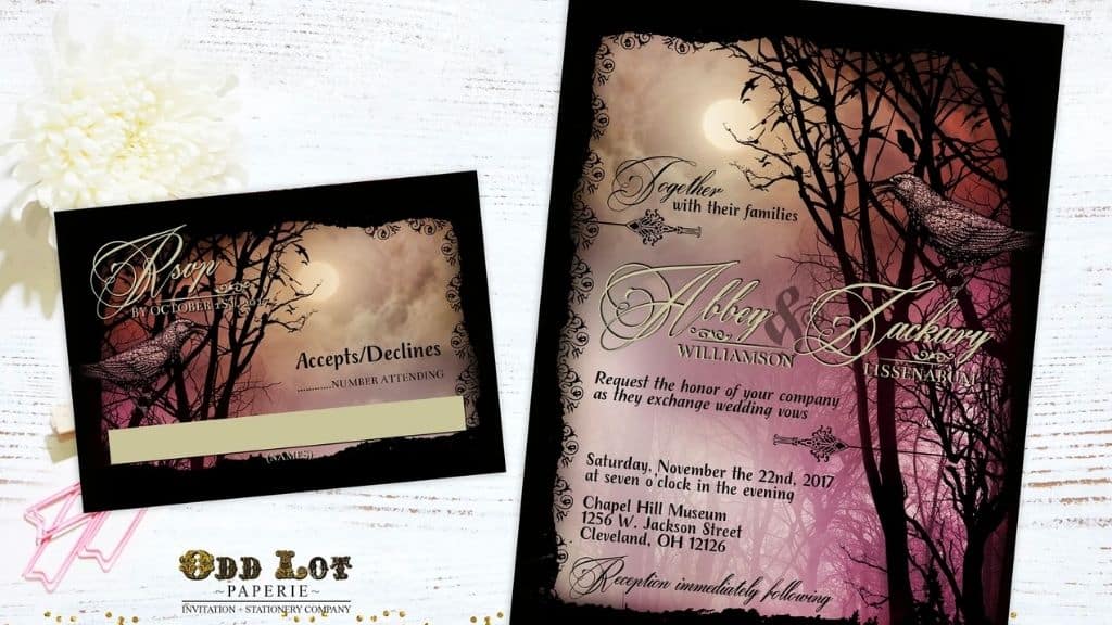 Edgar Allan Poe Halloween Wedding Invitation