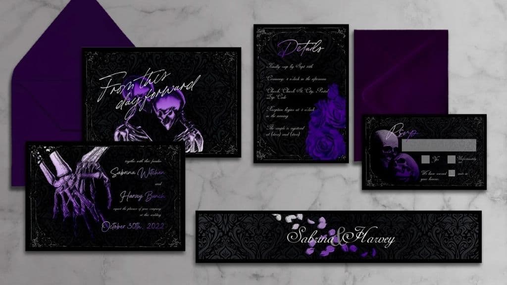 Violet Elegant Victorian Gothic Invitation Suite
