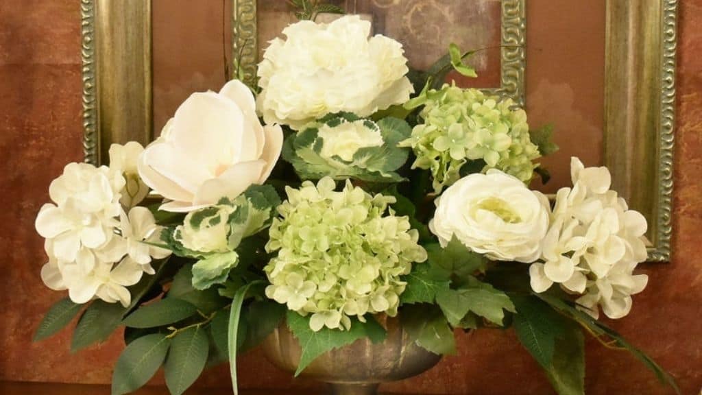Green and White Peony Hydrangea Centerpiece